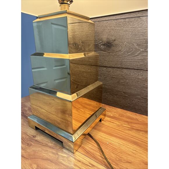 VTG Frederick Cooper Brass Pagoda Table Lamps Pair Hollywood Regency 26” ~pair - Picture 4 of 12